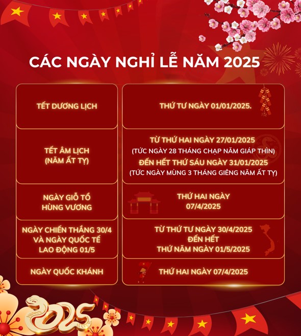 Banner poster chúc mừng năm mới các ngày nghỉ lễ 2025 hoa đào snake mascot happy new year tet holiday, poster tết
